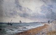 John Constable Hove Beach,withfishing boats oil painting artist